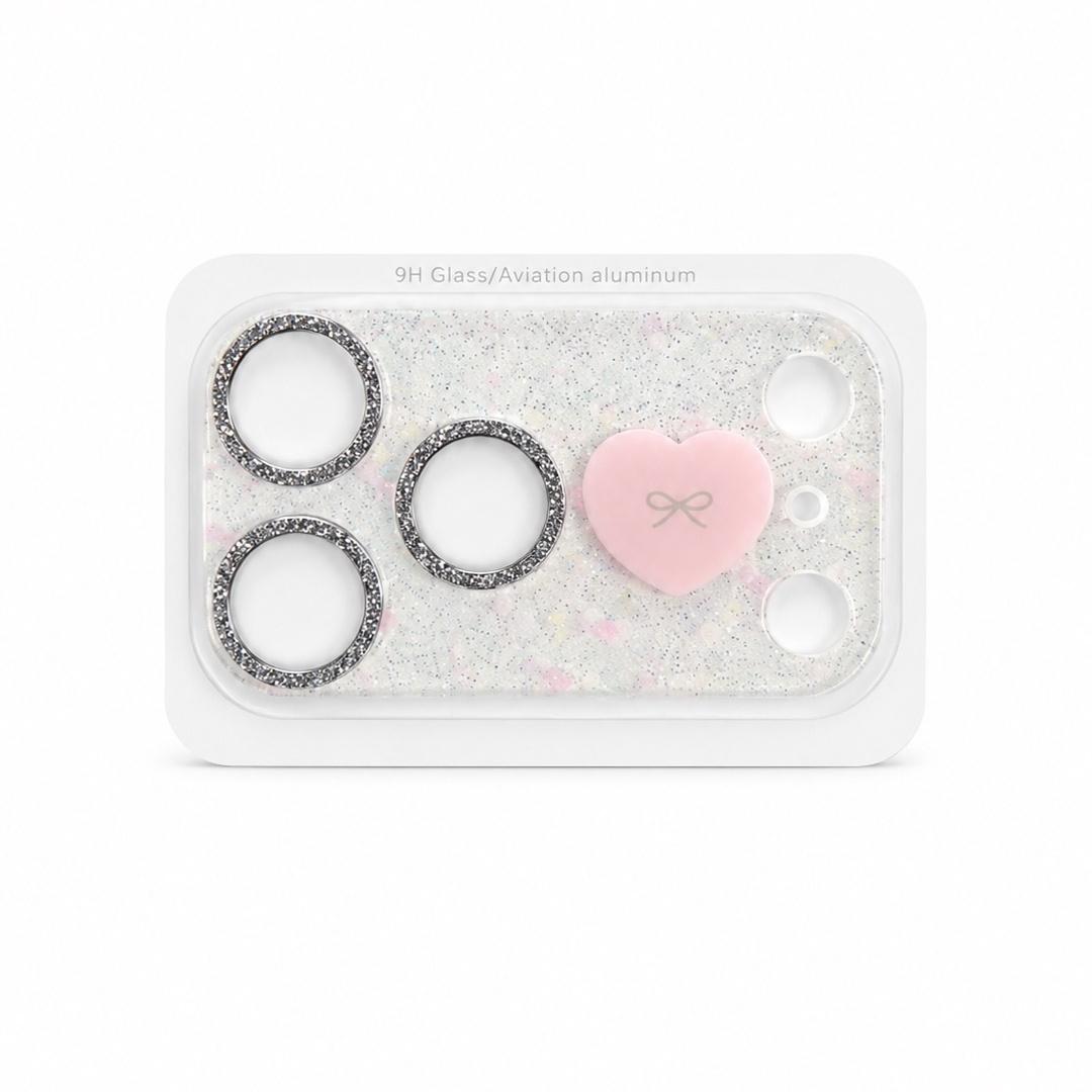 Protector De Camara Glitter Heart Para iPhone