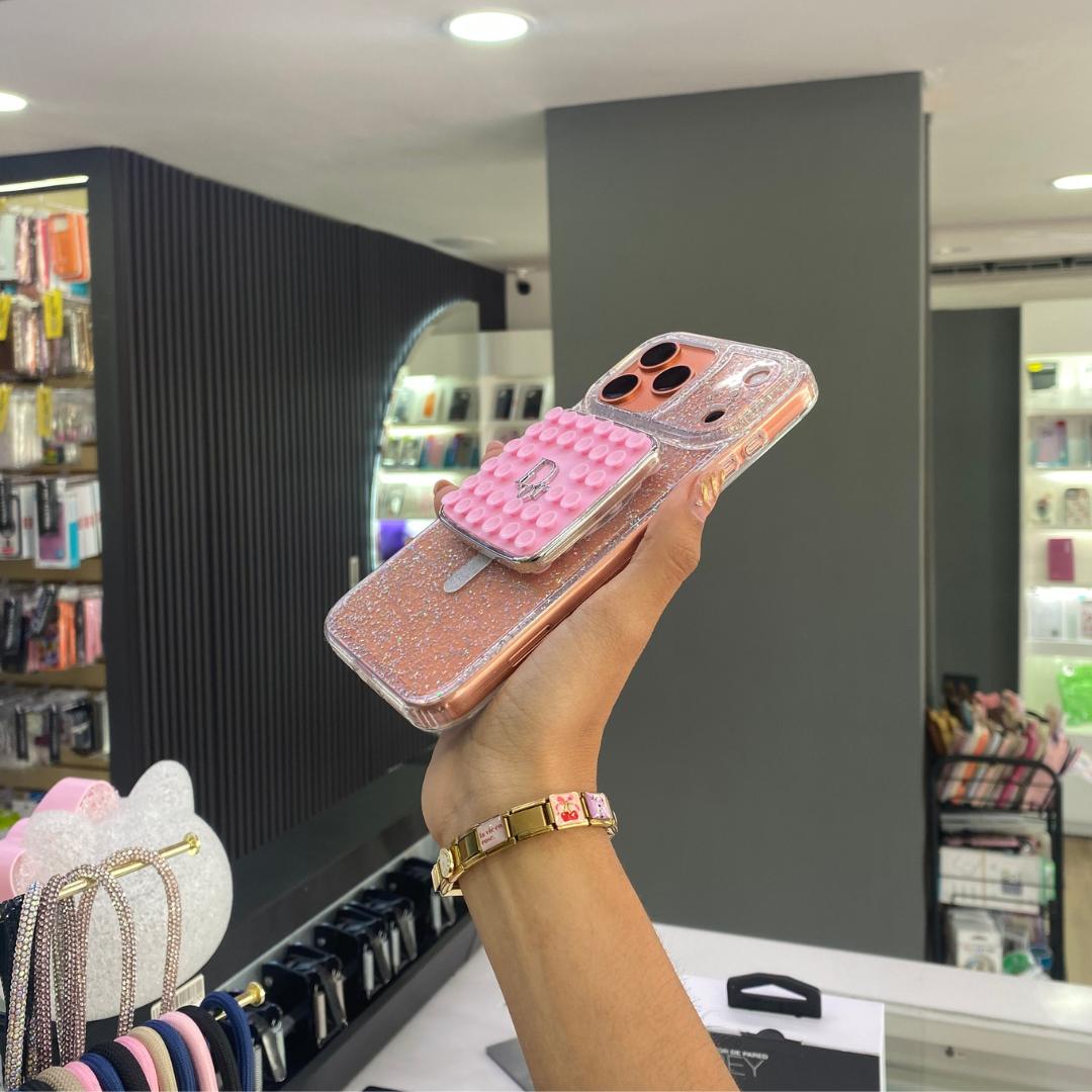 Ventosa Doble Para Celular Con Diseño Rosa
