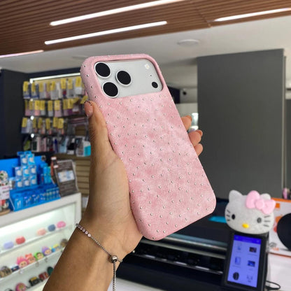Funda Para iPhone De Tela Rosa Con Cristales