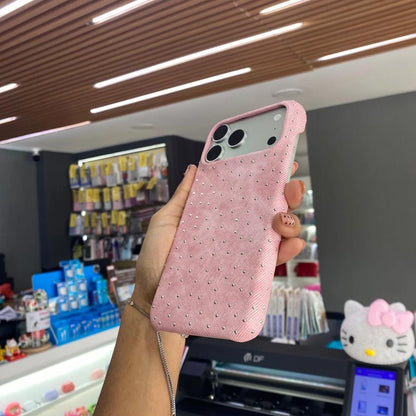 Funda Para iPhone De Tela Rosa Con Cristales