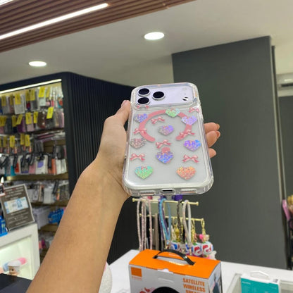 Funda Transparente Glitter Hearts Magsafe Para iPhone