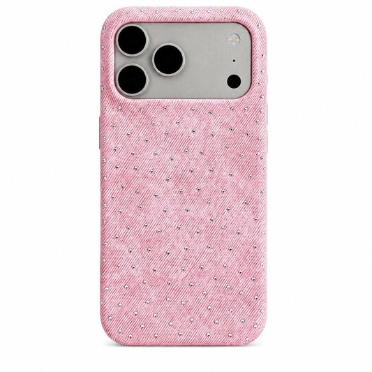 Funda Para iPhone De Tela Rosa Con Cristales