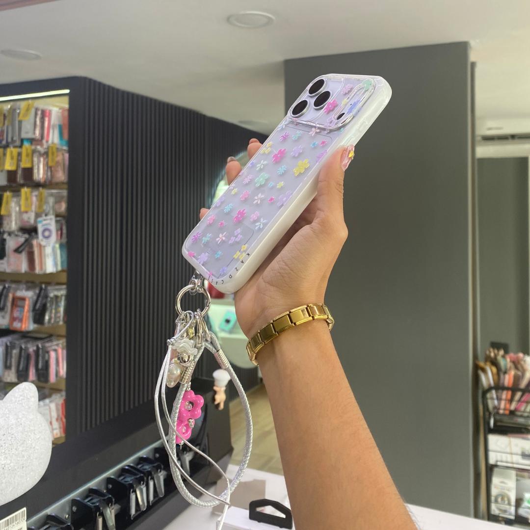 Funda Flores Con Strap Para iPhone